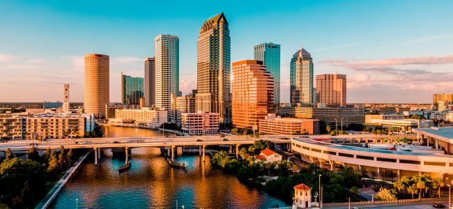 aerial shot of tampa.