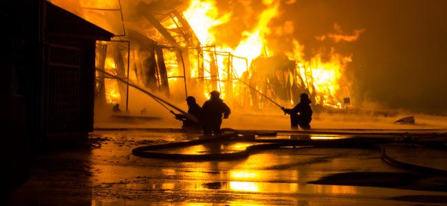 fire; firemen; building damage